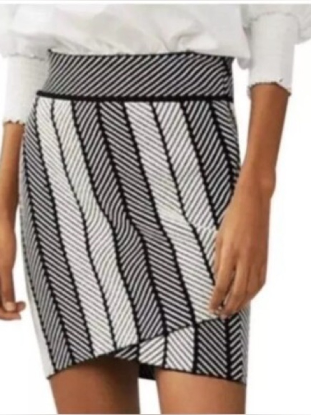 Maje Jessy herringbone graphic stripe mini skirt